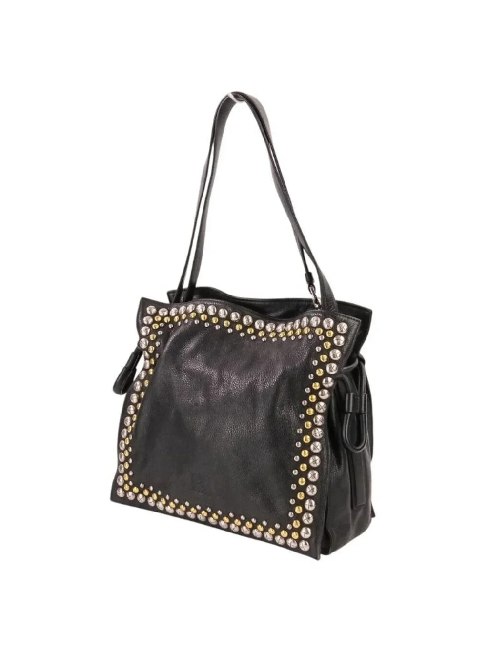Loewe Flamenco Studs Leather Shoulder Bag Black